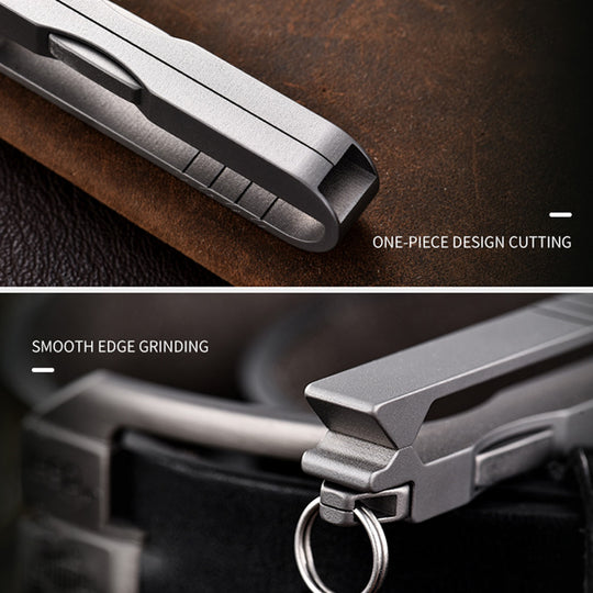 Quick-Release Titanium Keychain Clip with Tweezers