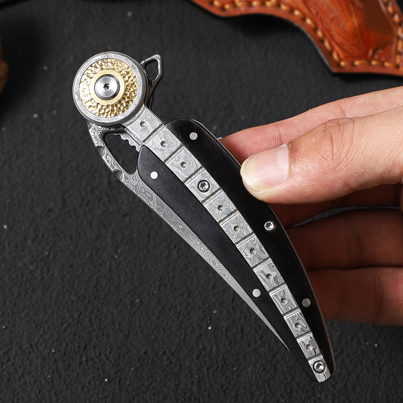 Maple Blade : Handmade Damascus Steel Folding Pocket Knife