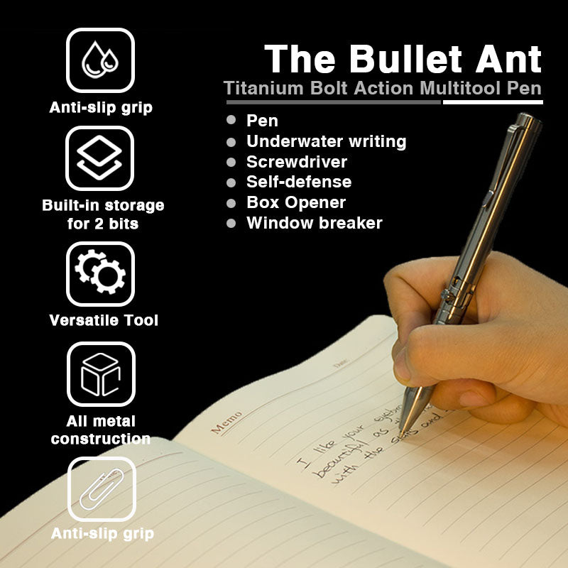 The Bullet Ant 1.0: Titanium Bolt Action Multitool Pen