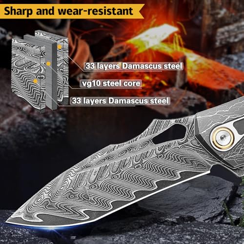 Obsidian Edge - Damascus Steel Folding Knife