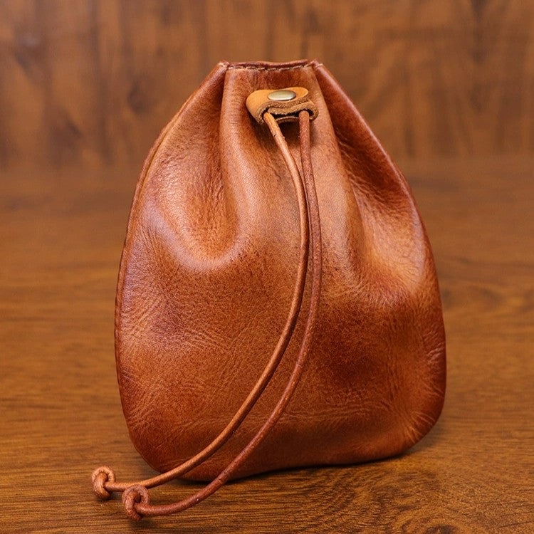 ADD-ONS: Leather Coin Pouch – Handcrafted EDC Drawstring Wallet