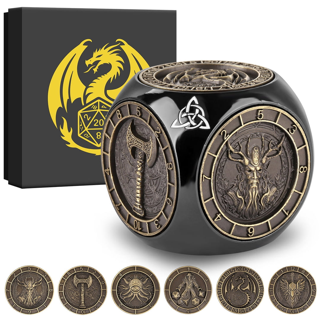 Vintage Heavyweight Metal DND Dice – 1.38" Jumbo Zinc Alloy RPG Die & Desktop Fidget