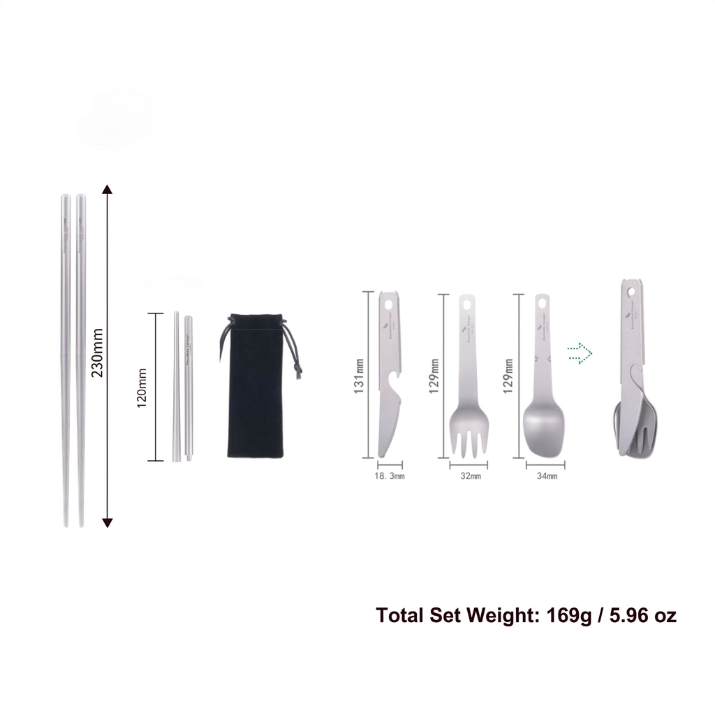 Boundless Voyage|Titanium Modular Cutlery Ultralight 4-in-1 EDC Multi-Functional Dining Gear