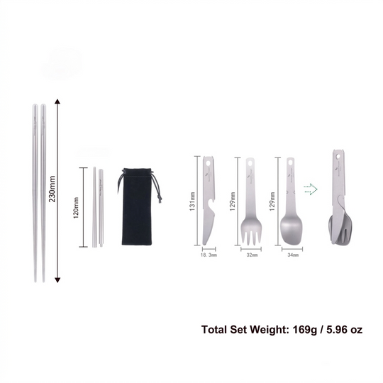 Boundless Voyage|Titanium Modular Cutlery Ultralight 4-in-1 EDC Multi-Functional Dining Gear