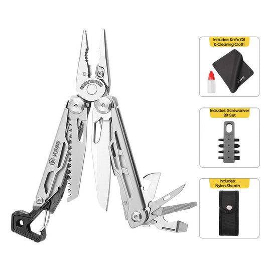 Solar Chase Pliers | 14-in-1 Tactical Multitool with Fire Starter & Saw | Heavy Duty 420 Steel for Survival & EDC