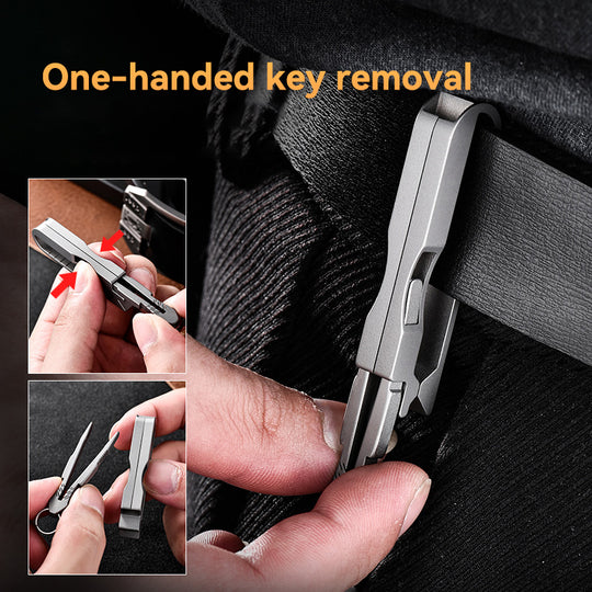 Quick-Release Titanium Keychain Clip with Tweezers
