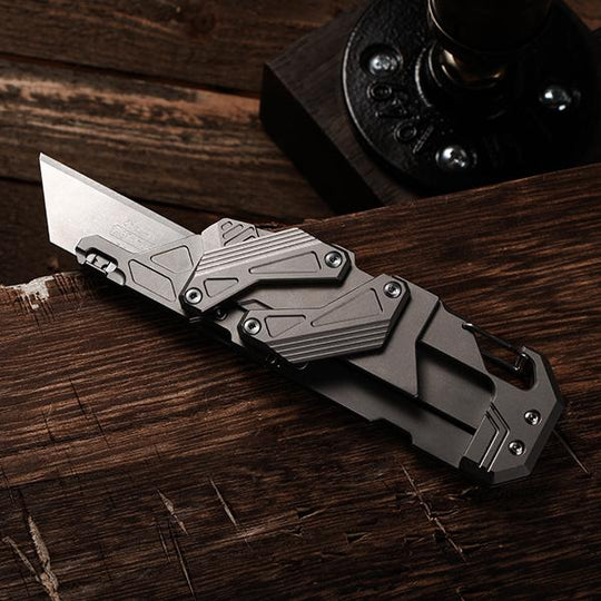 SyncraBlade: Titanium EDC Knife with Linked Slide-Action