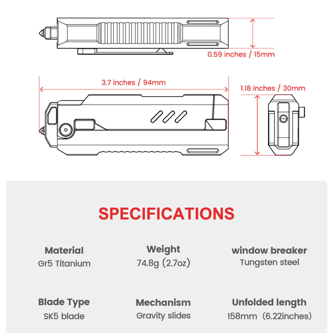 JetFlick – Gravity-Open Titanium Utility Knife with Quick-Change Blade