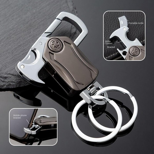 UniKey EDC Car Keychain – Multi-Tool Box Cutter & Fidget Spinner, Custom Engraving Option