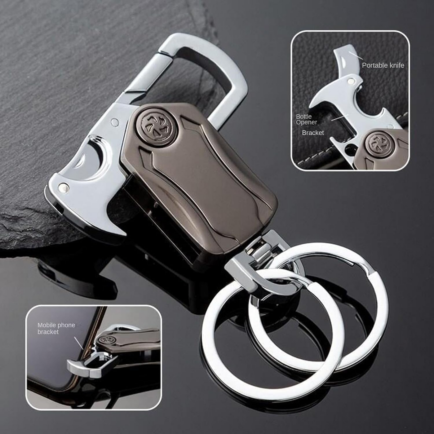UniKey EDC Car Keychain – Multi-Tool Box Cutter & Fidget Spinner, Custom Engraving Option
