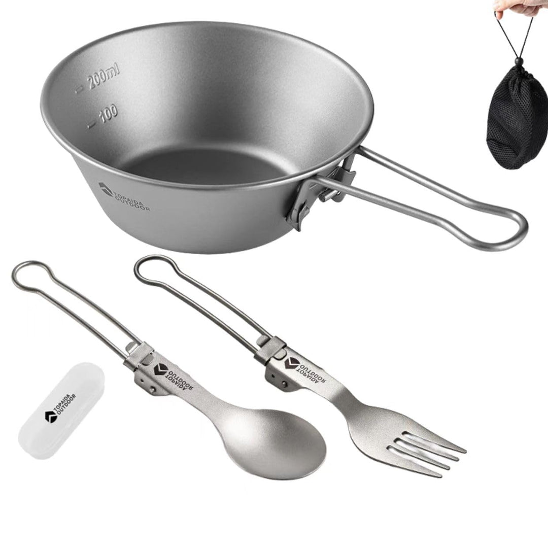 Featherlight Feast: Ultralight Titanium Folding Utensil Set for Travel