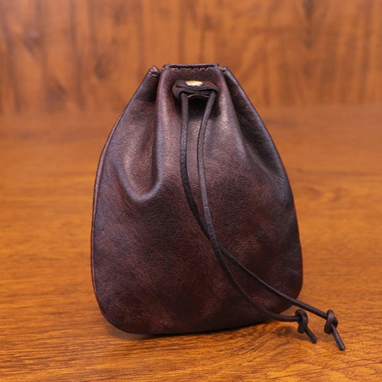 ADD-ONS: Leather Coin Pouch – Handcrafted EDC Drawstring Wallet