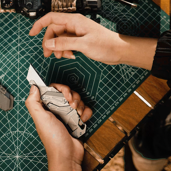 SyncraBlade: Titanium EDC Knife with Linked Slide-Action