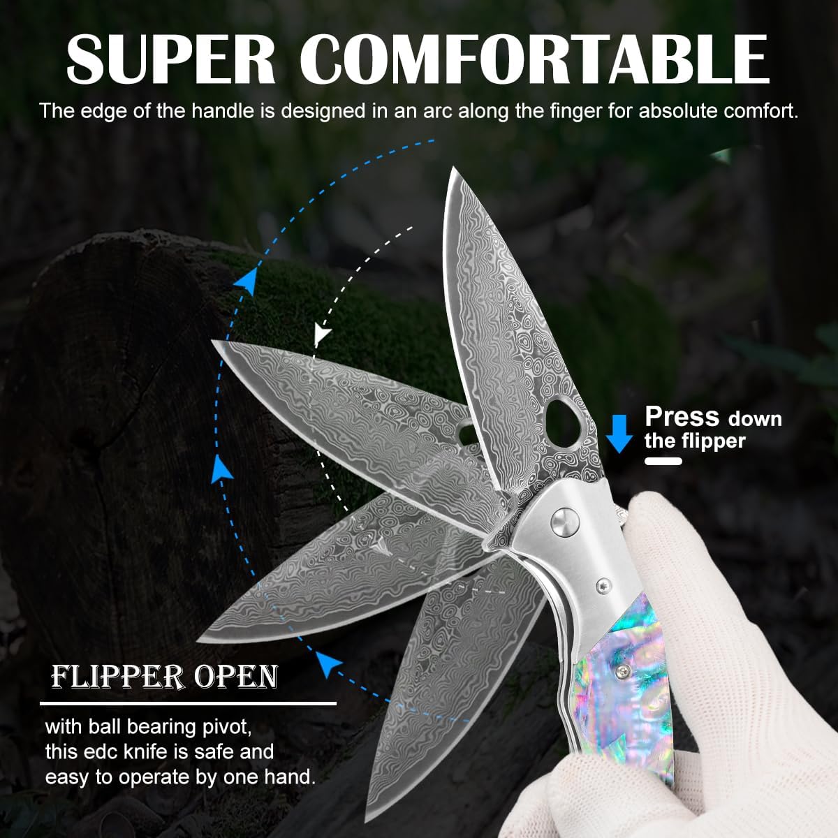 Shellshade Swoop:  VG10 Stainless Steel Pocket Hunting Knife