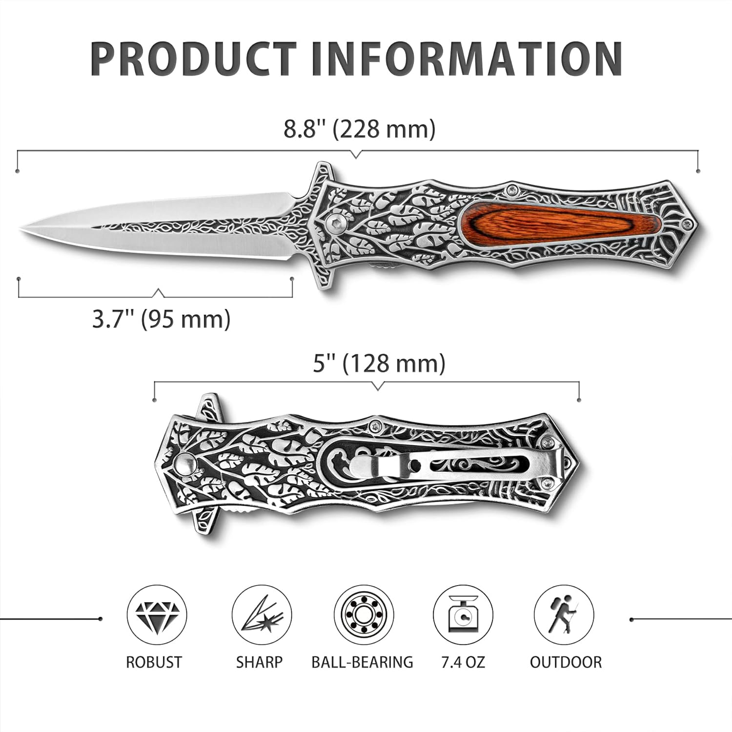 Ebonleaf Venom: Stainless Steel Pocket Knife – Edctitan