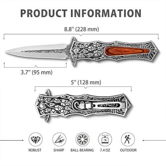 Ebonleaf Venom:  Stainless Steel Pocket Knife