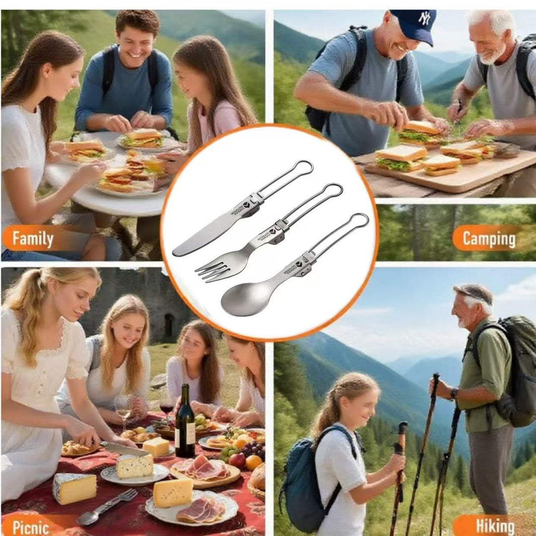 Featherlight Feast: Ultralight Titanium Folding Utensil Set for Travel
