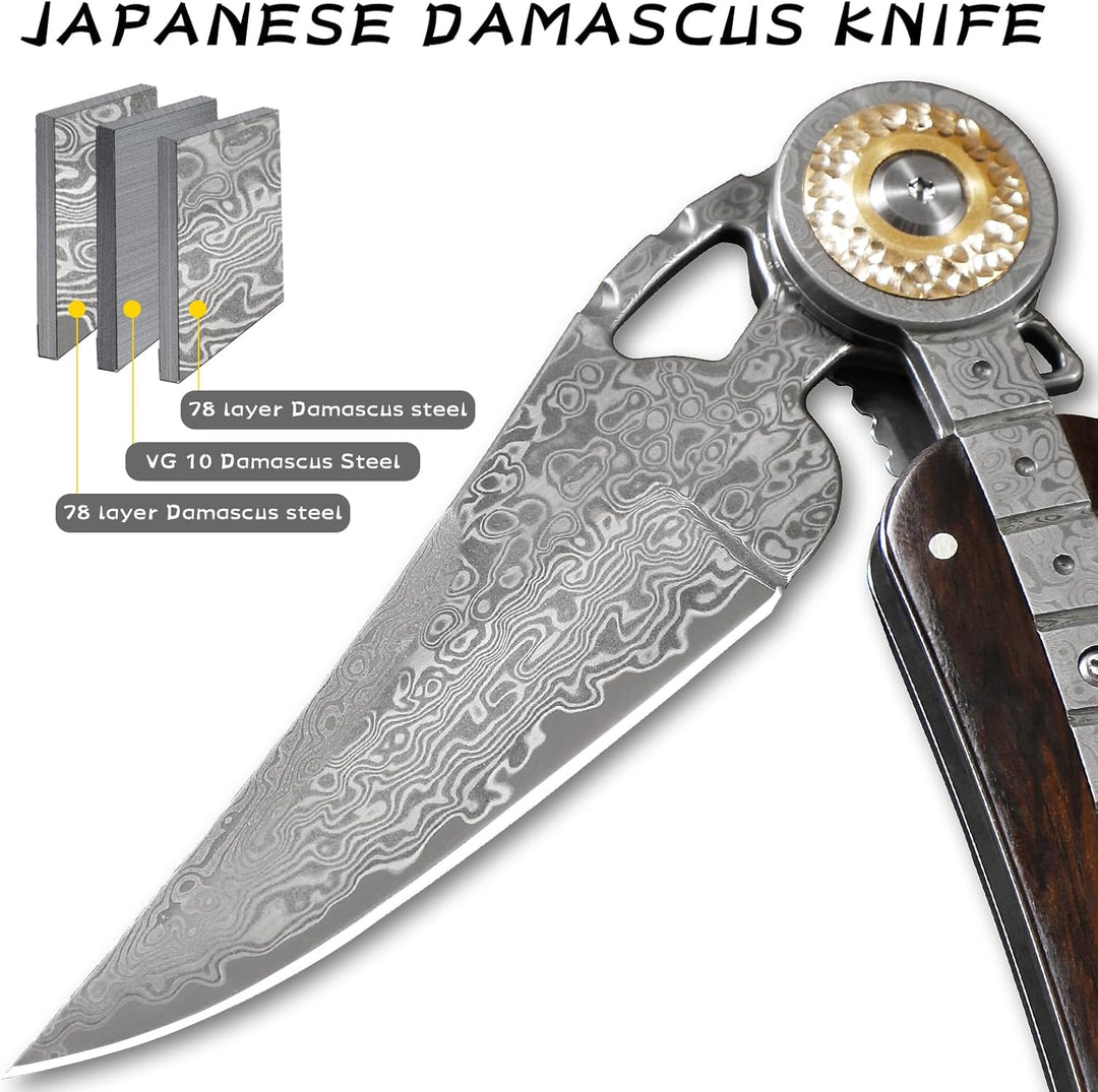 Maple Blade : Handmade Damascus Steel Folding Pocket Knife