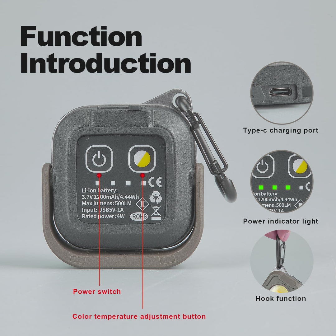 RuggedCompass Keylight: – 180° Rotating, 500 Lumens, Bi-Color Temperature