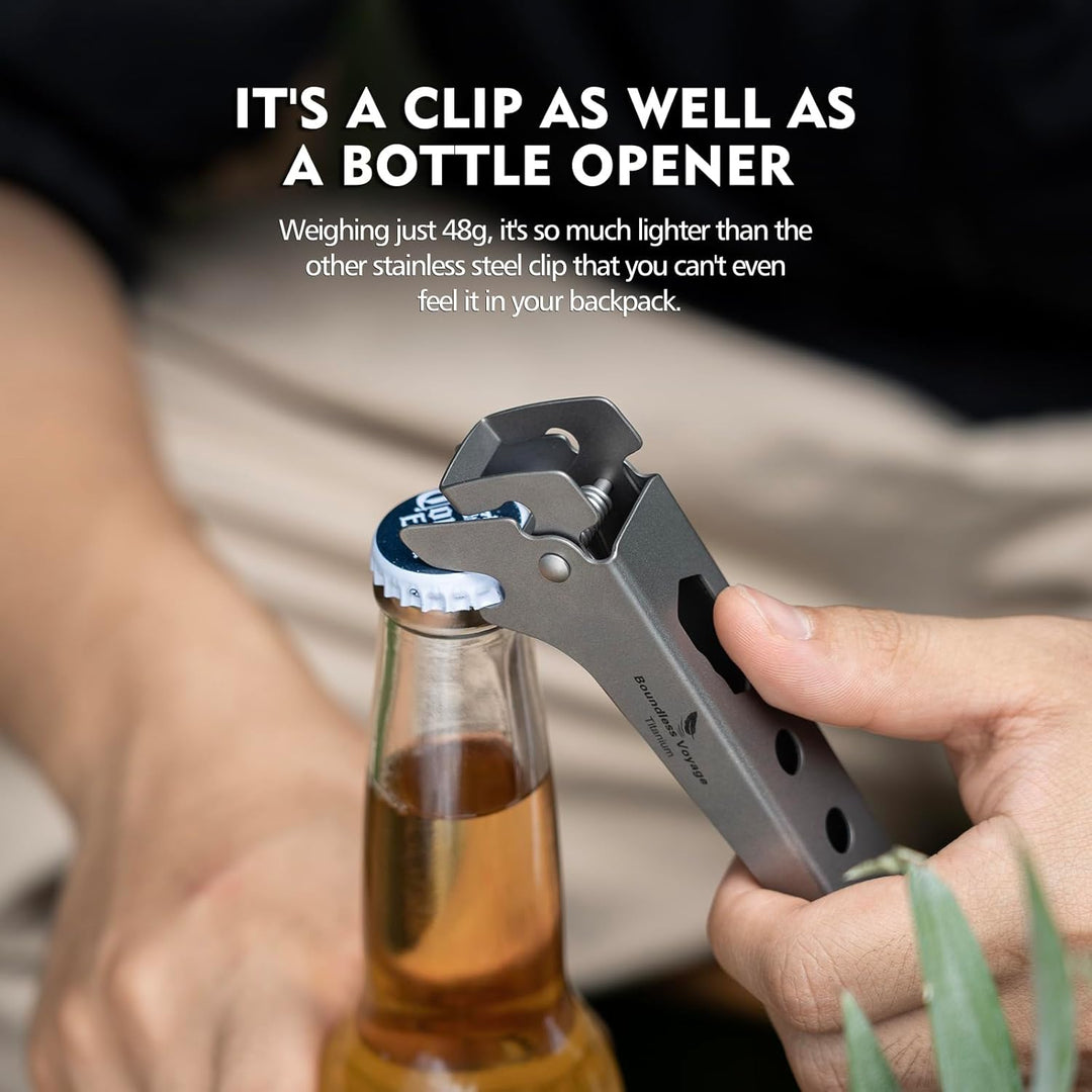 Pure Titanium Camping Tongs:Heat-resistant Pot Clip & Bottle Opener Wrench