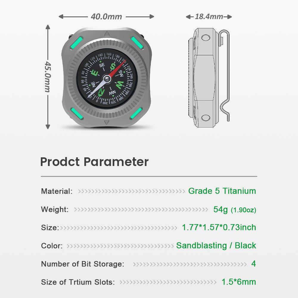 CompaX — A Titanium Compass with Multiple Carry Options