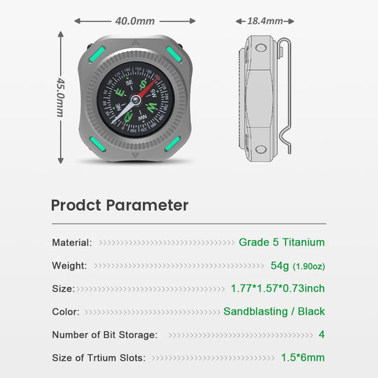 CompaX — A Titanium Compass with Multiple Carry Options