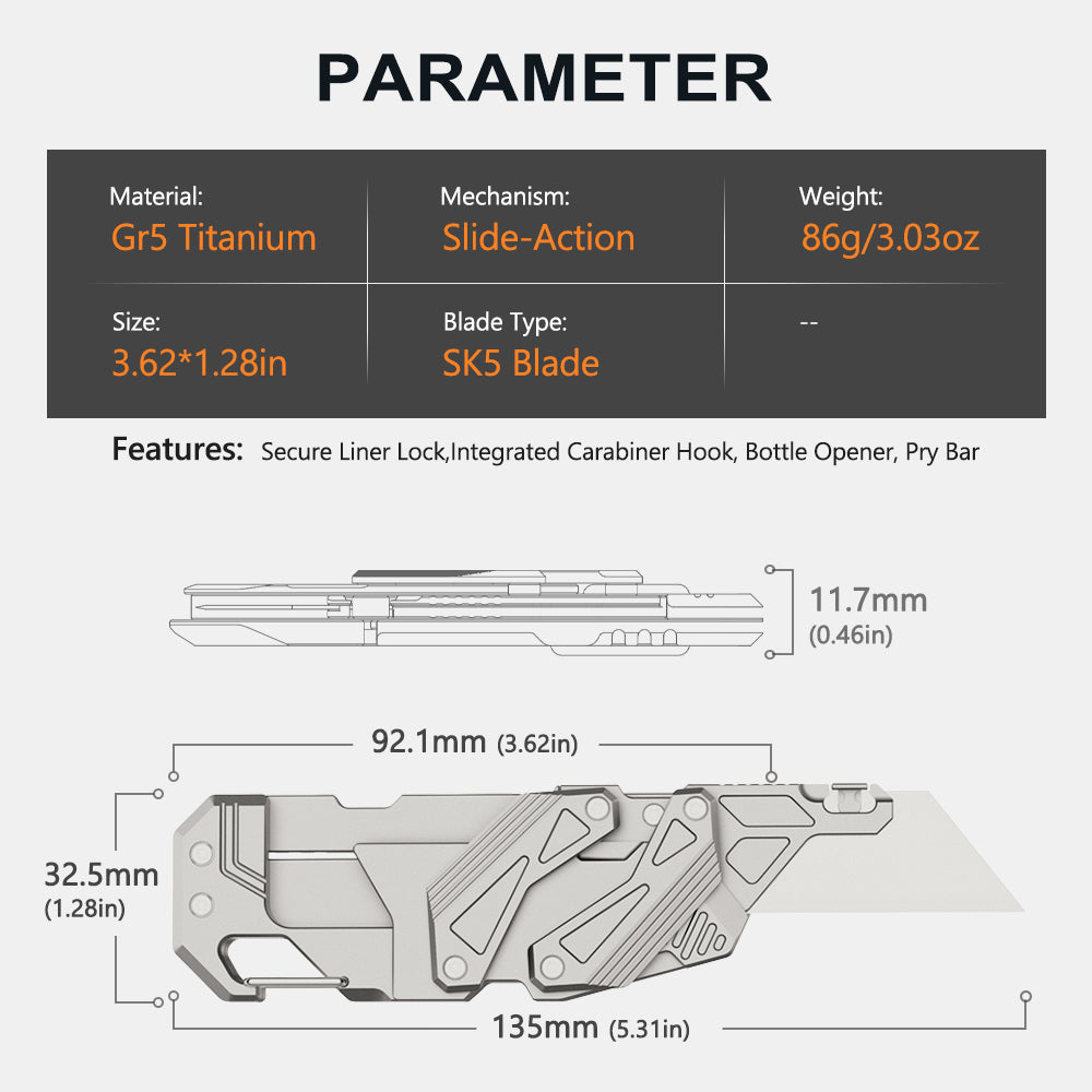SyncraBlade: Titanium EDC Knife with Linked Slide-Action