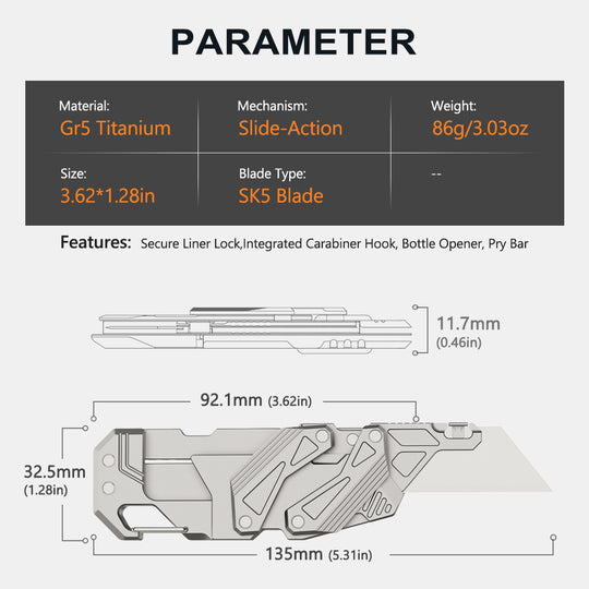 SyncraBlade: Titanium EDC Knife with Linked Slide-Action