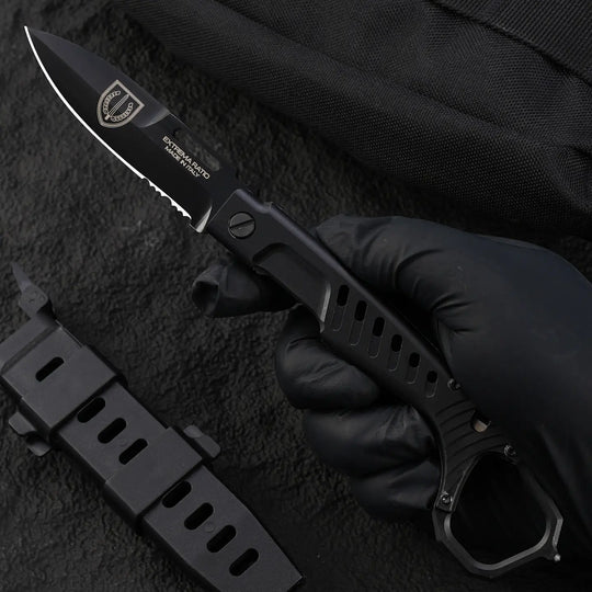 Ghost Reaver: N690 Tactical Folding Knife with Finger Ring