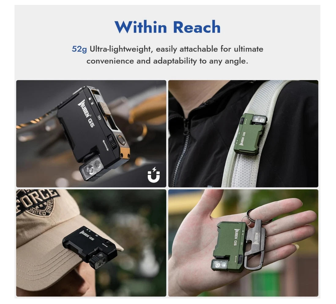 G5 EDC Flashlight - Magnetic Rechargeable 400 Lumens 7 Colors Pocket Sun