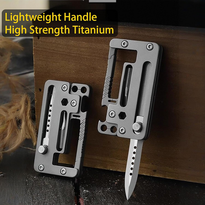 TitanClip Pro – Titanium EDC Carabiner Tool with Knife, Hex Wrench & Opener