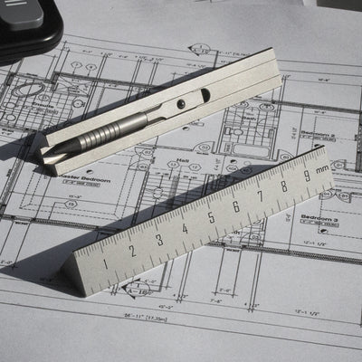 Triceratops Titanium 2-in-1 Ruler Pen - Triangular Multi-Functional Tool