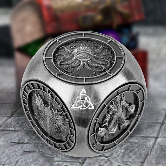 Vintage Heavyweight Metal DND Dice – 1.38" Jumbo Zinc Alloy RPG Die & Desktop Fidget