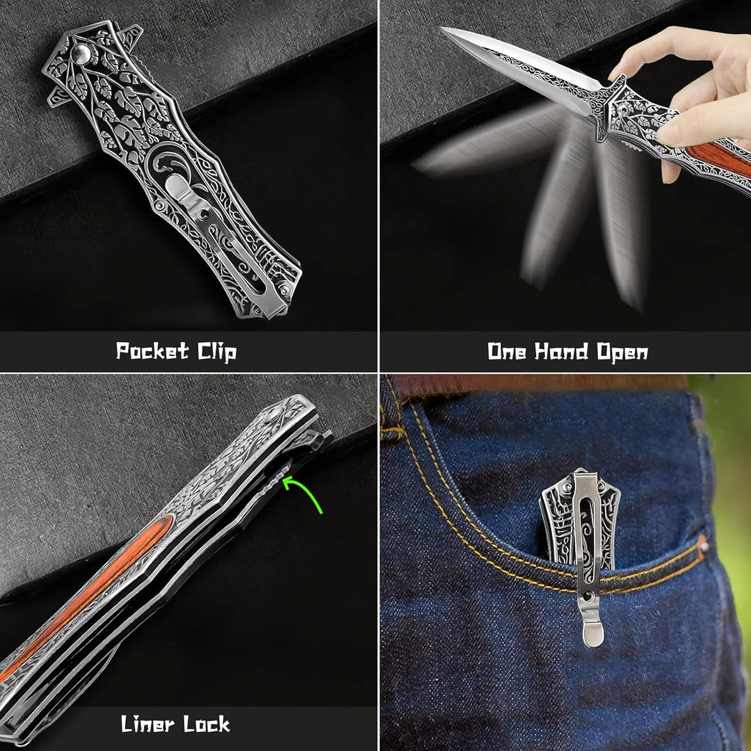 Ebonleaf Venom:  Stainless Steel Pocket Knife