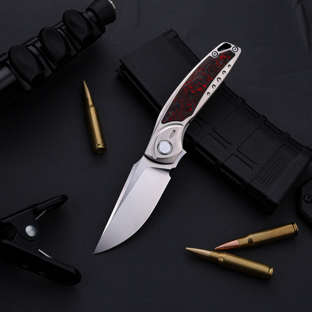 GraphiX: Ti & Carbon Folding Knife — M390/D2 Blade