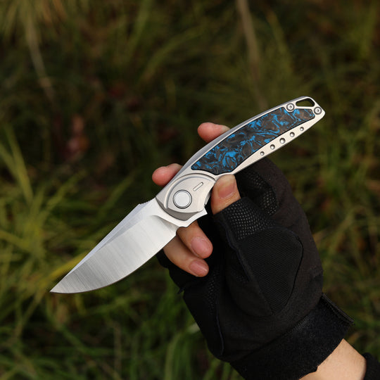 GraphiX: Ti & Carbon Folding Knife — M390/D2 Blade