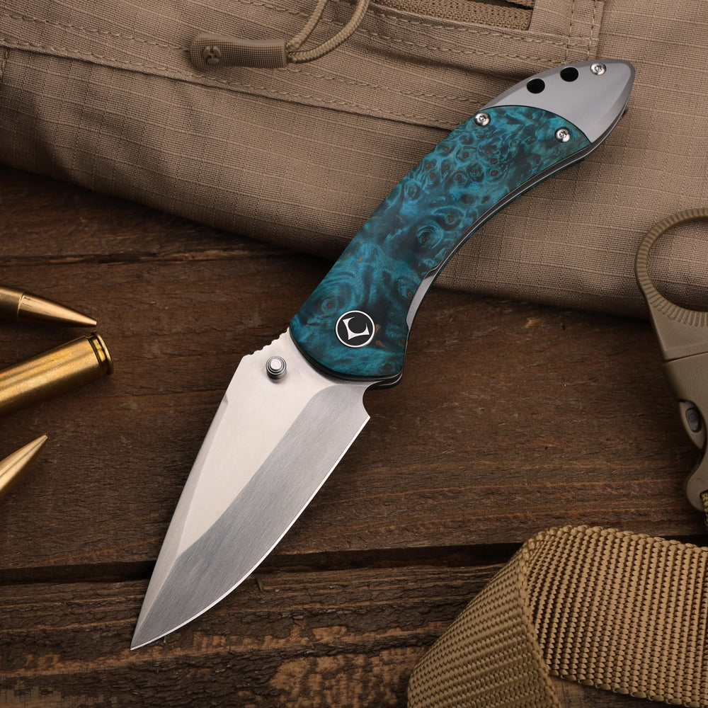 Enchantress | VG10 Stabilized Wood & Titanium EDC Folding Knife