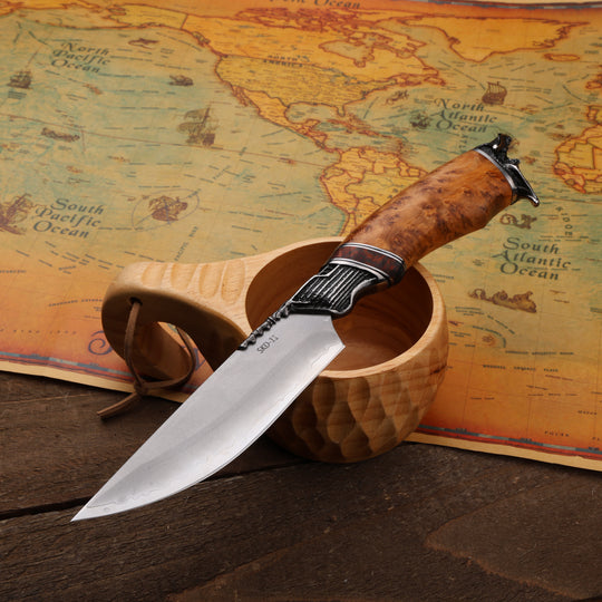 Corsair’s Legacy: Handcrafted Pirate Survival Knife | Japanese SKD-11 Steel & Rare Thuja Wood
