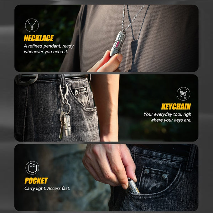 ED07 Ti：Titanium keychain flashlight & multitool, waterproof EDC.
