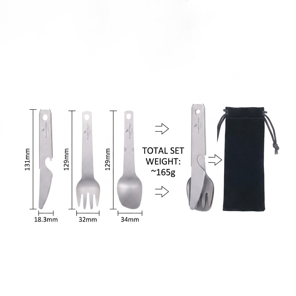 Boundless Voyage|Titanium Modular Cutlery Ultralight 4-in-1 EDC Multi-Functional Dining Gear