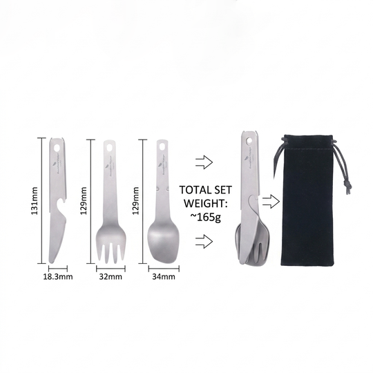 Boundless Voyage|Titanium Modular Cutlery Ultralight 4-in-1 EDC Multi-Functional Dining Gear