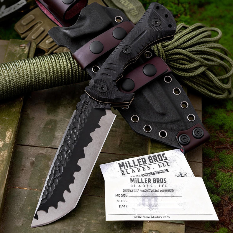 TitanForce D2 Survival Knife — D2 tool steel, survival, tactical, heavy-duty, durable,with K-sheath