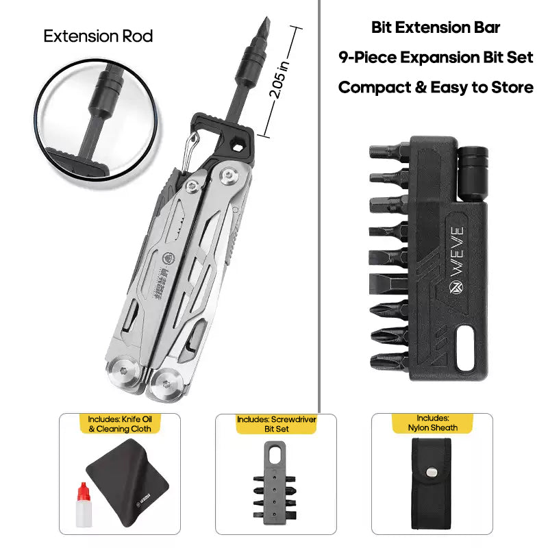 Solar Chase Pliers | 14-in-1 Tactical Multitool with Fire Starter & Saw | Heavy Duty 420 Steel for Survival & EDC