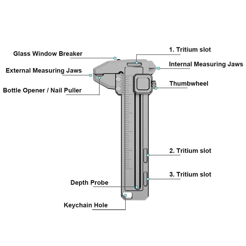 TiCal Pro - Sandblasted Titanium Mini Caliper for daily use.