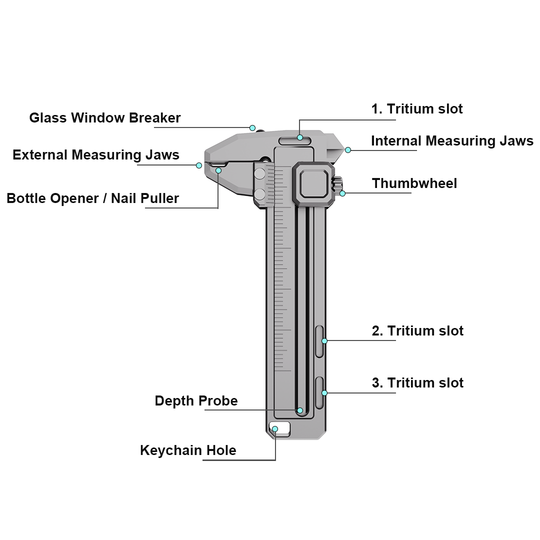TiCal Pro - Sandblasted Titanium Mini Caliper for daily use.