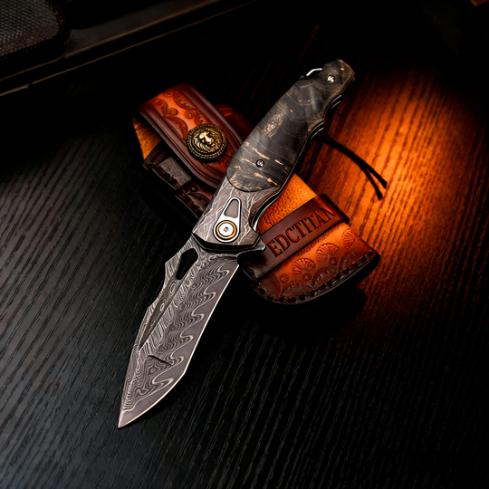 Obsidian Edge - Damascus Steel Folding Knife