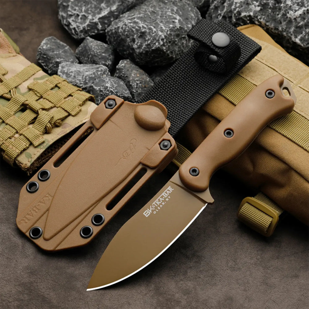 Vanguard: 5mm Thick Heavy-Duty Tactical Fixed Blade | Non-Slip Polymer Grip & Quick-Mount Sheath