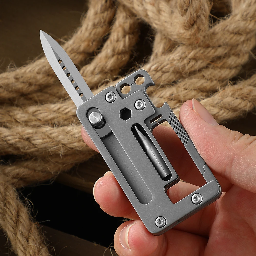 TitanClip Pro – Titanium EDC Carabiner Tool with Knife, Hex Wrench & Opener