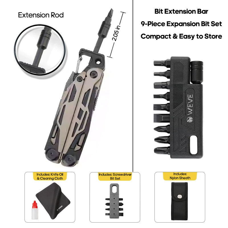 Solar Chase Pliers | 14-in-1 Tactical Multitool with Fire Starter & Saw | Heavy Duty 420 Steel for Survival & EDC