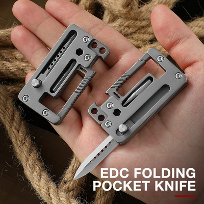 TitanClip Pro – Titanium EDC Carabiner Tool with Knife, Hex Wrench & Opener
